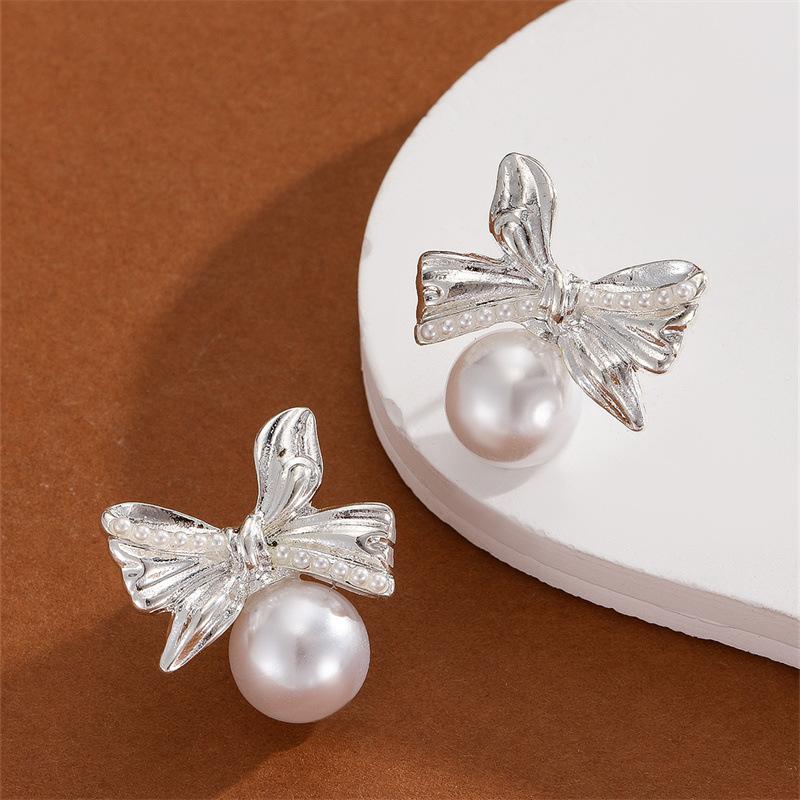 Luxury and Fashion High-end Style Pearl Bowknot Earrings for Women, Necklaces for Ladies, Earrings for Girls
