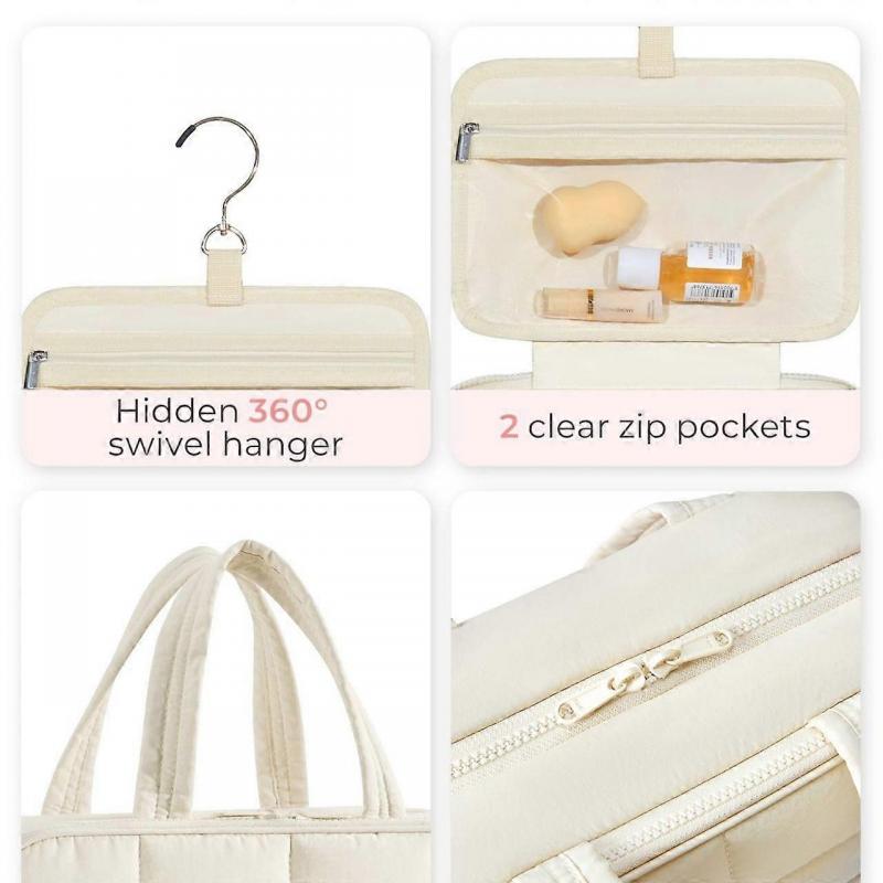 Travel Toiletry Bag with Jewelry Organizer, Hanging Travel Bag for Toiletries, Puffy Makeup Cosmetic Bag Organizer, Carry-on Travel Accessori