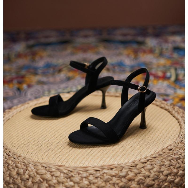 New Sexy Elegant Banquet Party High Heels Summer Solid Color Simple Fashion Buckle Comfort Dress Sandals Shoes for Women 31-44