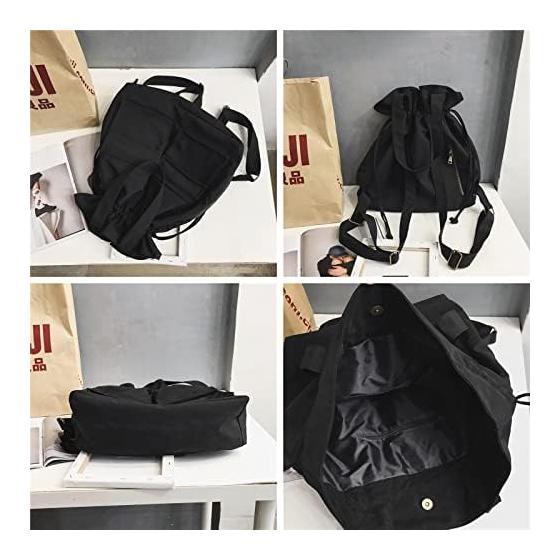 [SURCHAR] Drawstring Tote Bag, Nylon Backpack, Women's Handbag, Rucksack, Shoulder, 2WAY, Light, Large Capacity, Casual, Plain, Stylish, Cute, Girls,