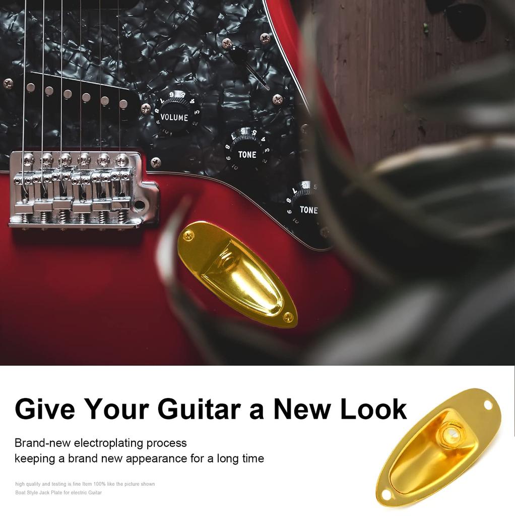 MAXCHEER Guitar Input Jack Socket Plate Output Loaded Boat Style 14 Inch with Screws for Fender Stratocaster, Stratocent, and Mono Electric Guitars