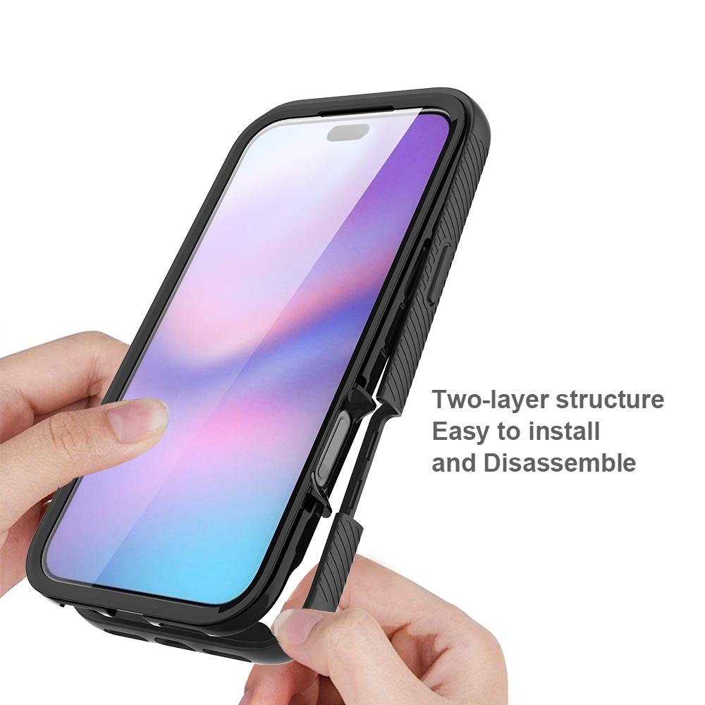 Clear Case for iPhone 17 Pro Max PC+TPU Phone Back Cover with PET Screen Film