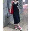 Pure desire wind suspender dress women's summer new contrasting color backless design sense slim and thin hip skirt