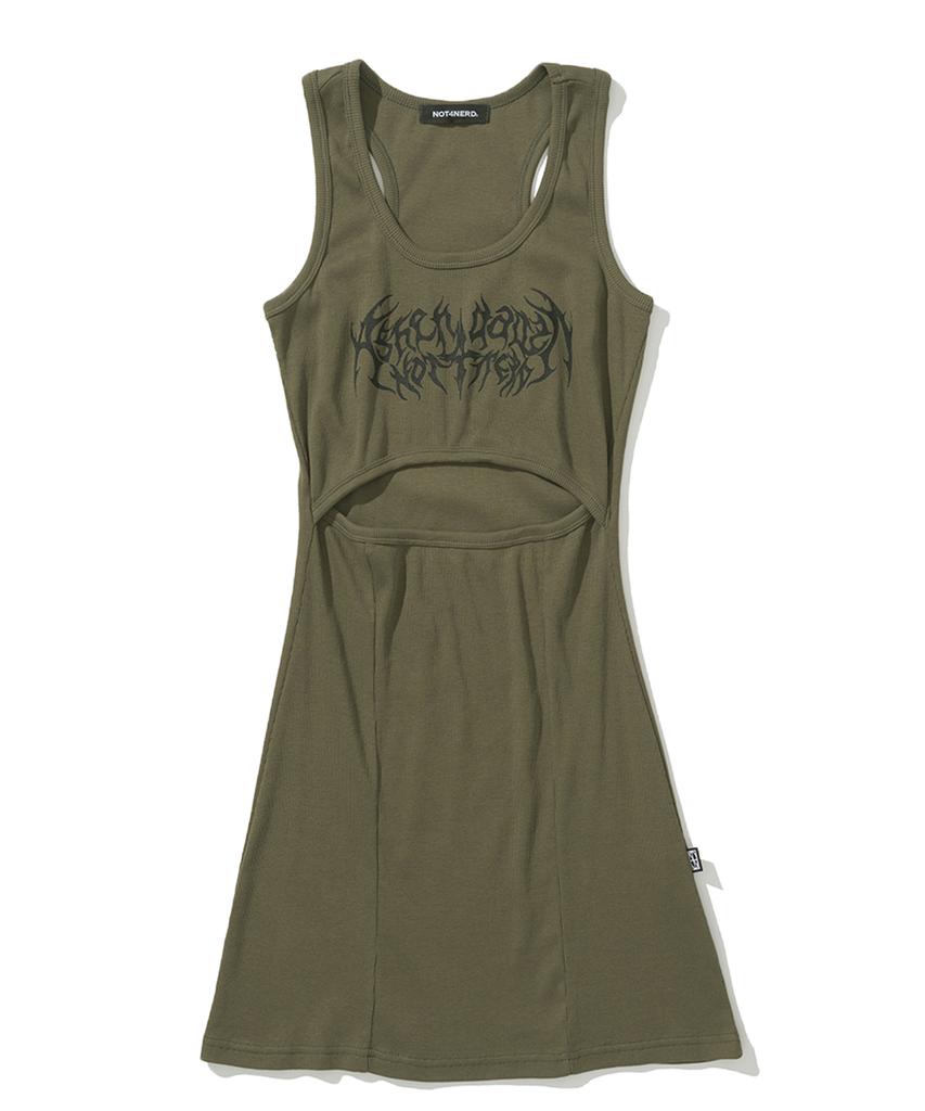 Notponerd W Ashen Dawn Thorn Logo Mini Dress - Khaki