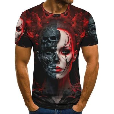 Funny 3D Beauty Skull Print T Shirt For Men Hip Hop Trend Harajuku Streetwear Casual O-neck Short Sleeve Tops Summer Loose Tees