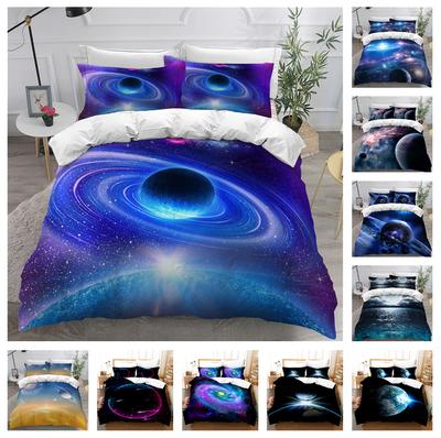 3D Planet Bedding Set Space Universe Printed Down Duvet Cover Pillowcase 2/3 Pieces AU/EU Full Size Cover Boys Teens Space Enthusiast Quilt Cover