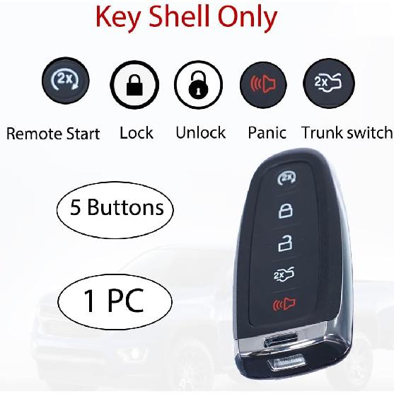 MechanMagic Key Fob Shell Cover for Ford Explorer Edge Flex Expedition Focus Taurus Maverick Lincoln Navigator MKS MKT MKX 2011- Keyless Entry Remote