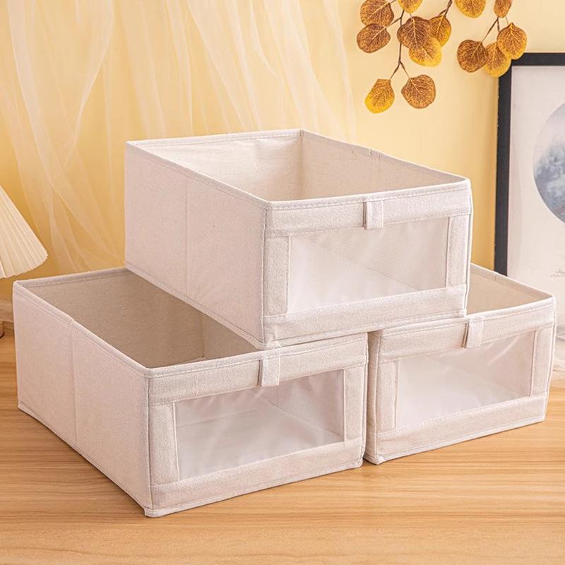 Clothes Storage Box For Household Visible Wardrobe Storage Organizers Foldable T-Shirts Jeans Underwear Pants Organizer Box