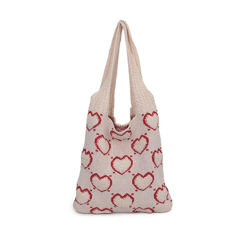 Knit Bag Retro Woven Bag Shoulder Bag Fashion Sweet Lazy Style Large Capacity Tote Bag Everything Casual