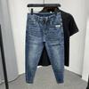 Men Spring and Autumn Casual Jeans Design Water-washed Mid-rise with Slight Stretch Denim Pants