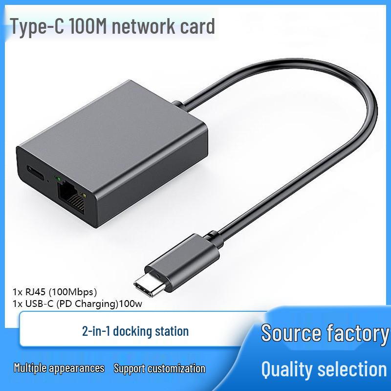 

Type-C 2-in-1 Docking Station with PD100W, Gigabit Ethernet, and 100Mbps Ethernet Port
