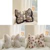 Cuscino Decorativo in Cotone e Lino con Ricamo a Farfalla e Motivo Floreale per Arredamento Soggiorno