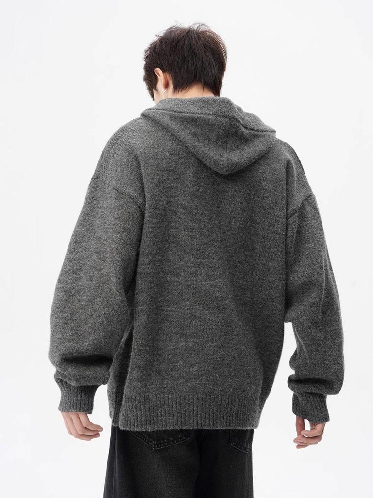 Men's Casual Knitted Hooded Pullover Sweater Coat - Autumn/Winter Versatile Loose Fit.