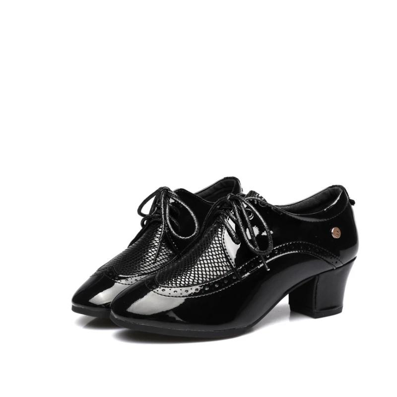 

Women Latin Dance Shoes Leather Lace-up Ballroom Shoes Tango Salsa Performence Practice Dance Shoes 34
