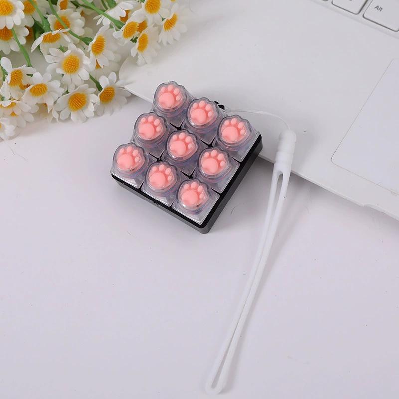 Cat Paw Silicone Fidget Keychain Mechanical Keyboard Button Pop It Stress Relief Toy Bag Charm Cat Lover Gamer Gift