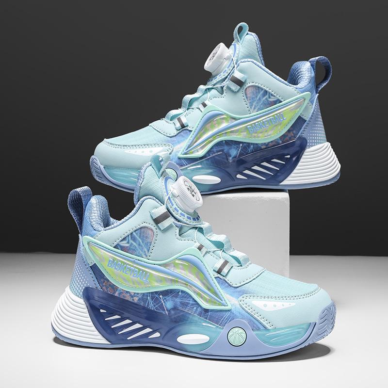 Children's Basketball Shoes Lightweight Shock-absorbing Mesh Breathable Leather Waterproof Middle-aged and Older Children's Boys' Sports and Leisure