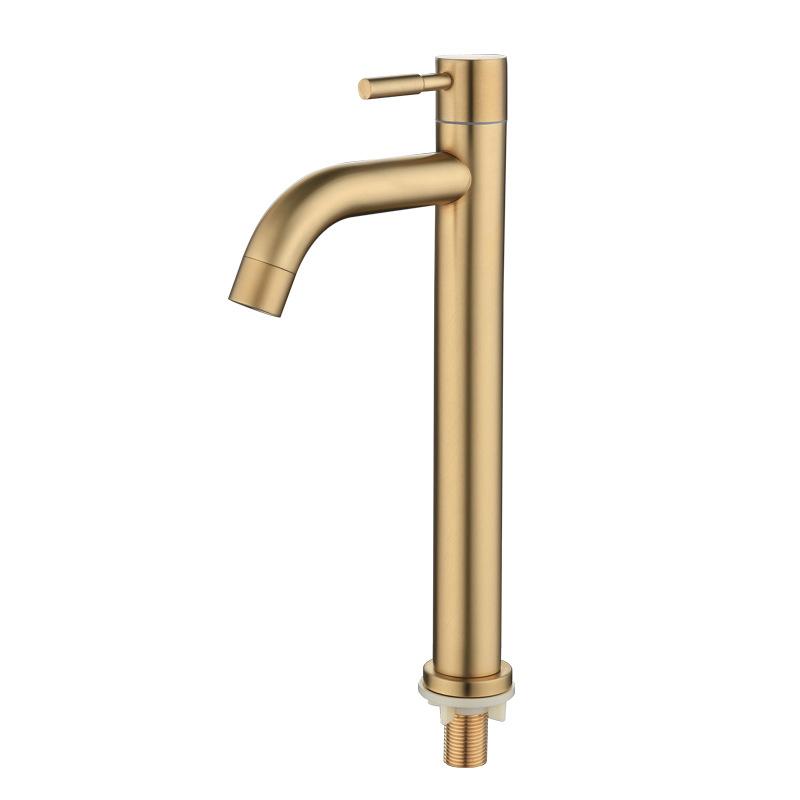 304 Stainless Steel Brushed Gold Single Cold Basin Faucet Bathroom Sink Washbasin Tap Bathroom Basin Faucets Toilet Basin