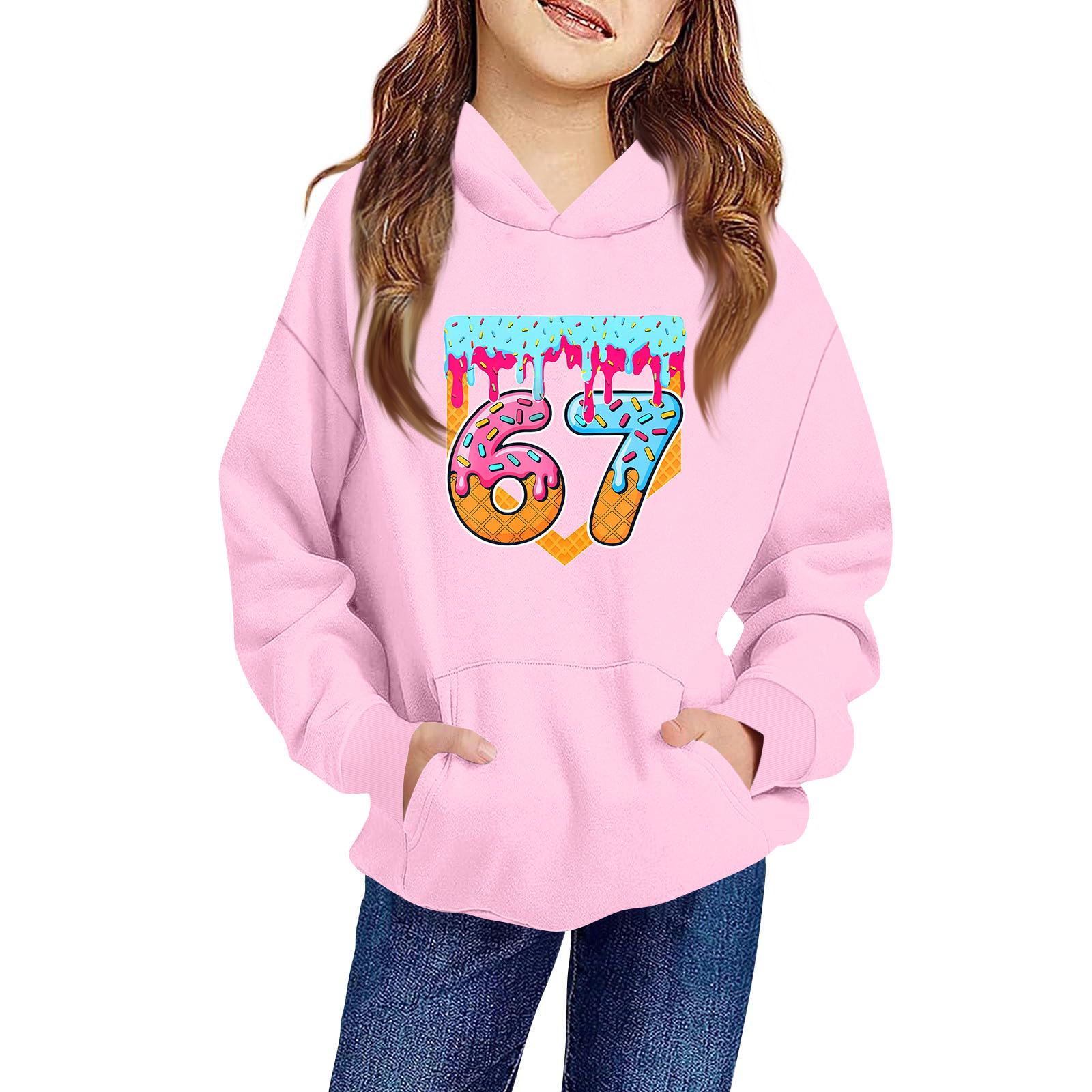 

Children s Long,sleeved Loose Pullover Letter,printed Hooded Sweatshirt 140 рожевий