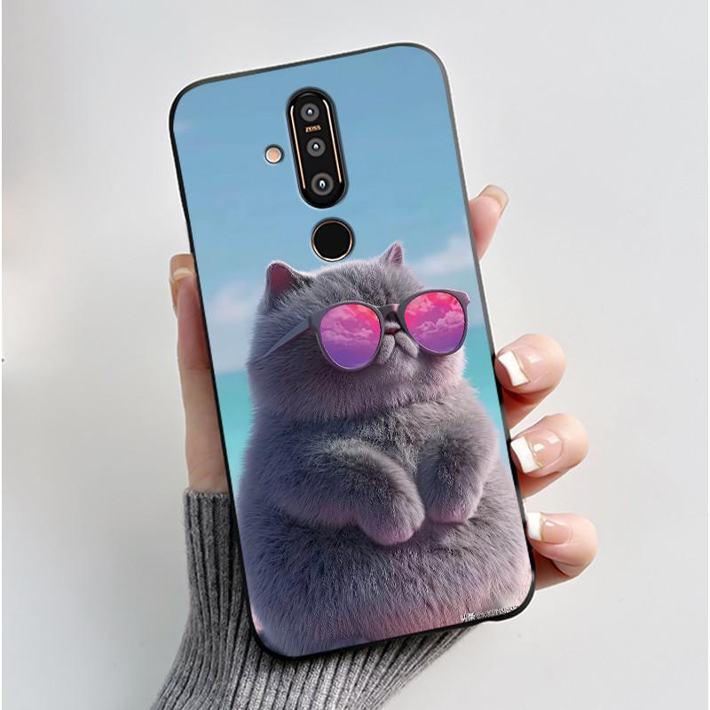 Case For Nokia 8.1 Plus/Nokia X71 Phone Casing Vast Grasslands With Beautiful WildFlowers Pattern Soft Black Anti-Scratch Case