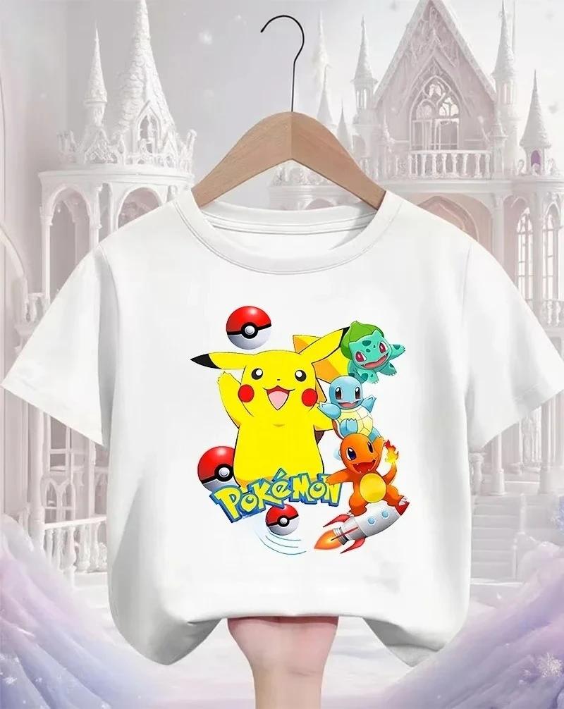 Pokemons Pikachu Kids T Shirts Anime Printed Cotton T Shirt Boys Girls Summer Casual Short Sleeves Tops Children Clothing 2026