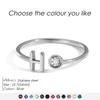 EMANCO Birthstone Initial Custom Ring Open End Ring Stainless Steel Name Custom Jewelry Women's Ring