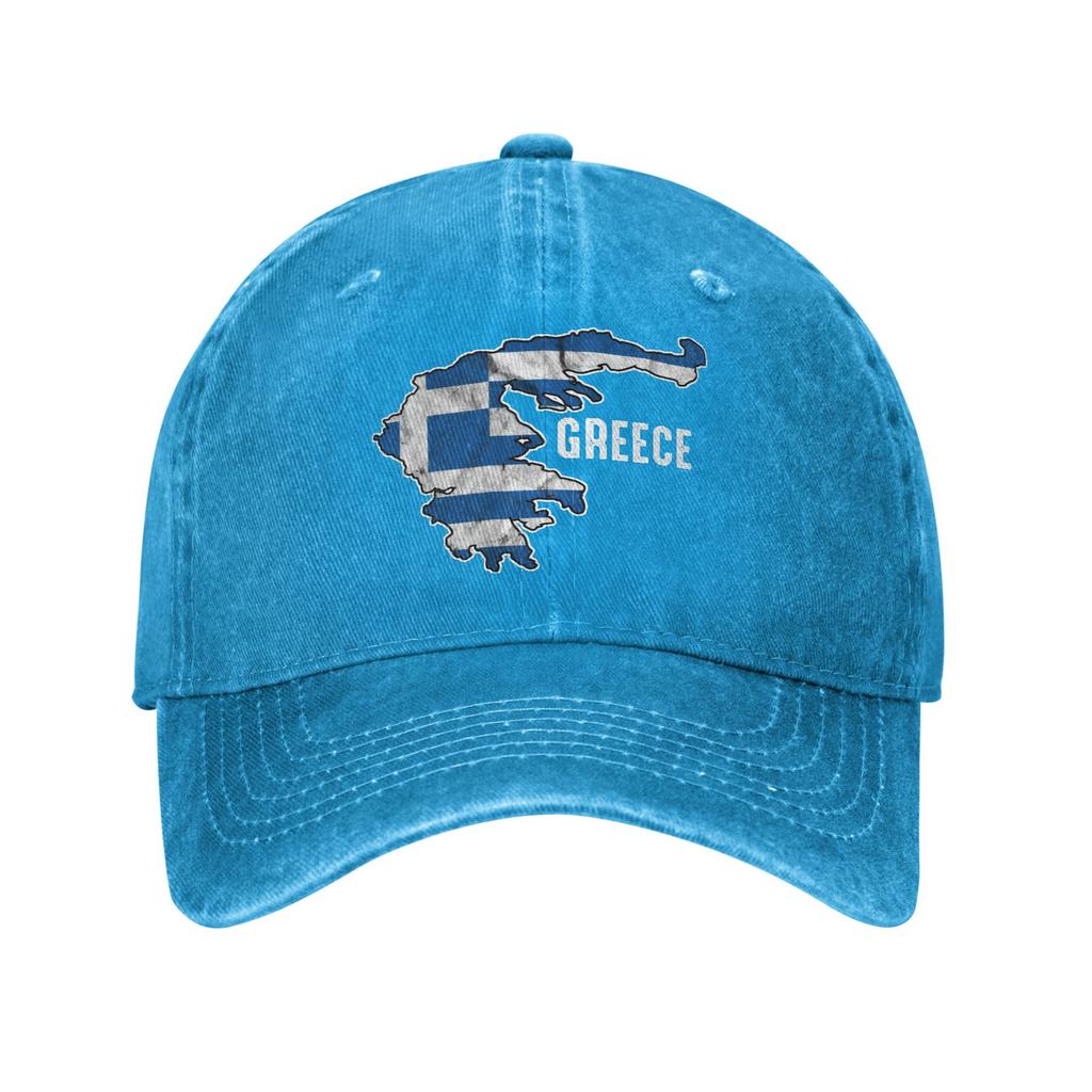 Greece Map Sun Baseball Cap Street Style Unisex Unisex Washed Trucker Hat Breathable Custom DIY Running Hippie Snapback Cap