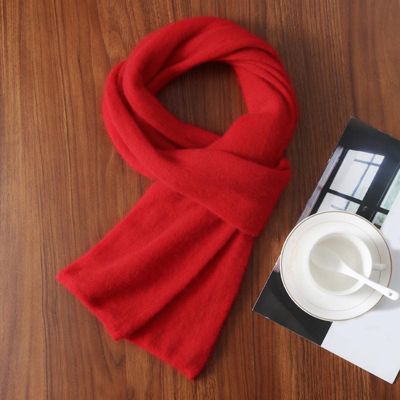 100% Wool Knitted Long Scarf For Women Winter Autumn Soft Warm Solid Luxury Cashmere Shawls Neck Protect Scarves Men 170cmx11cm