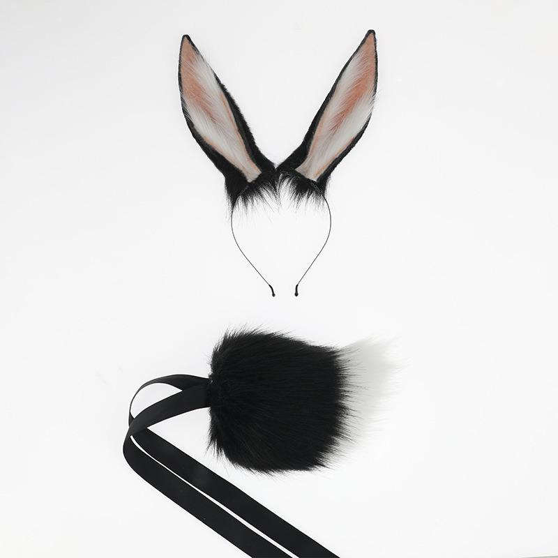 Cute Plush Rabbit Ears Headband Comic-Con Cosplay Props Animal Ears Headdress Beast Tail Simulation Rabbit Tail