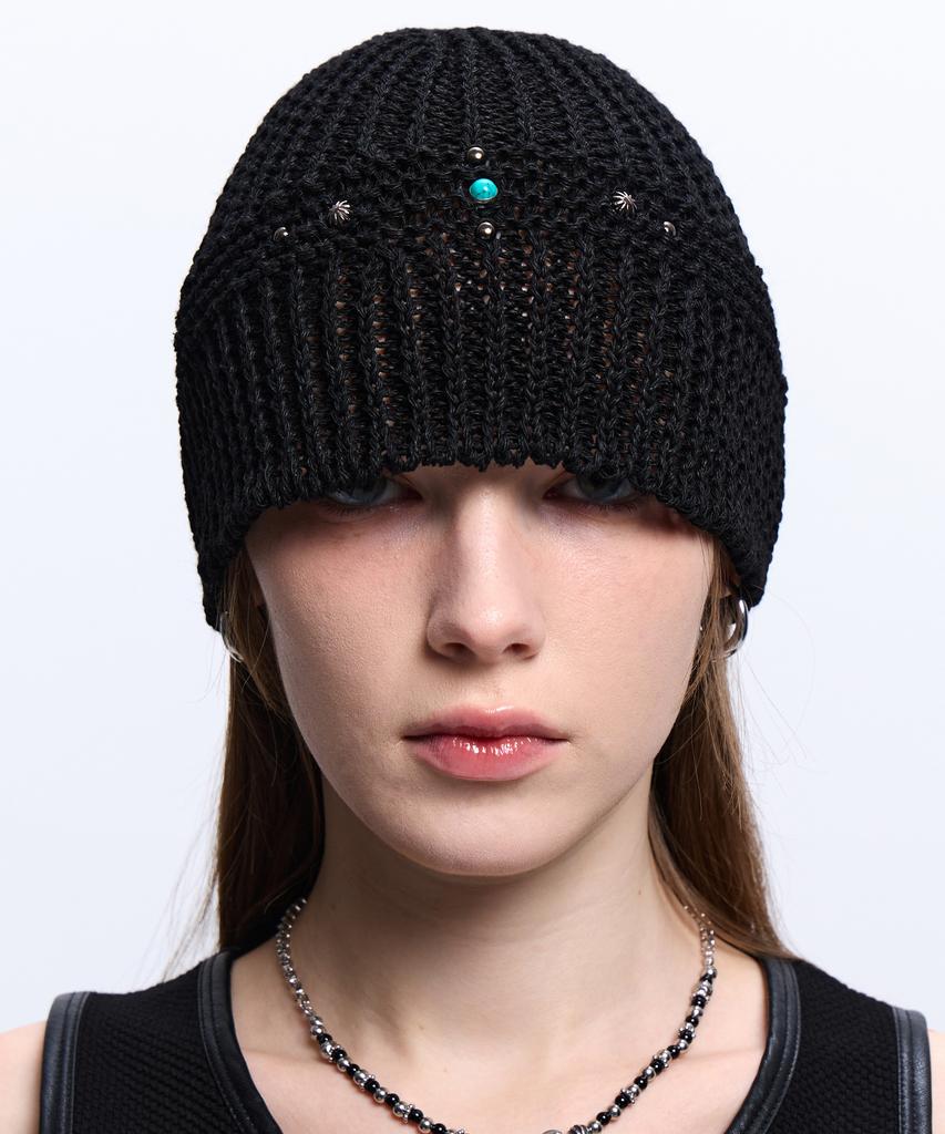 Aleseueseussi Cross Rivet Beanie - Black