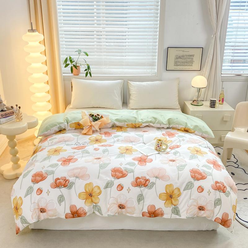 Fresh White Flowers 100% Cotton Duvet Cover Botanical Floral Pattern Quilt Cover with Zipper Queen King Bedding for All Season