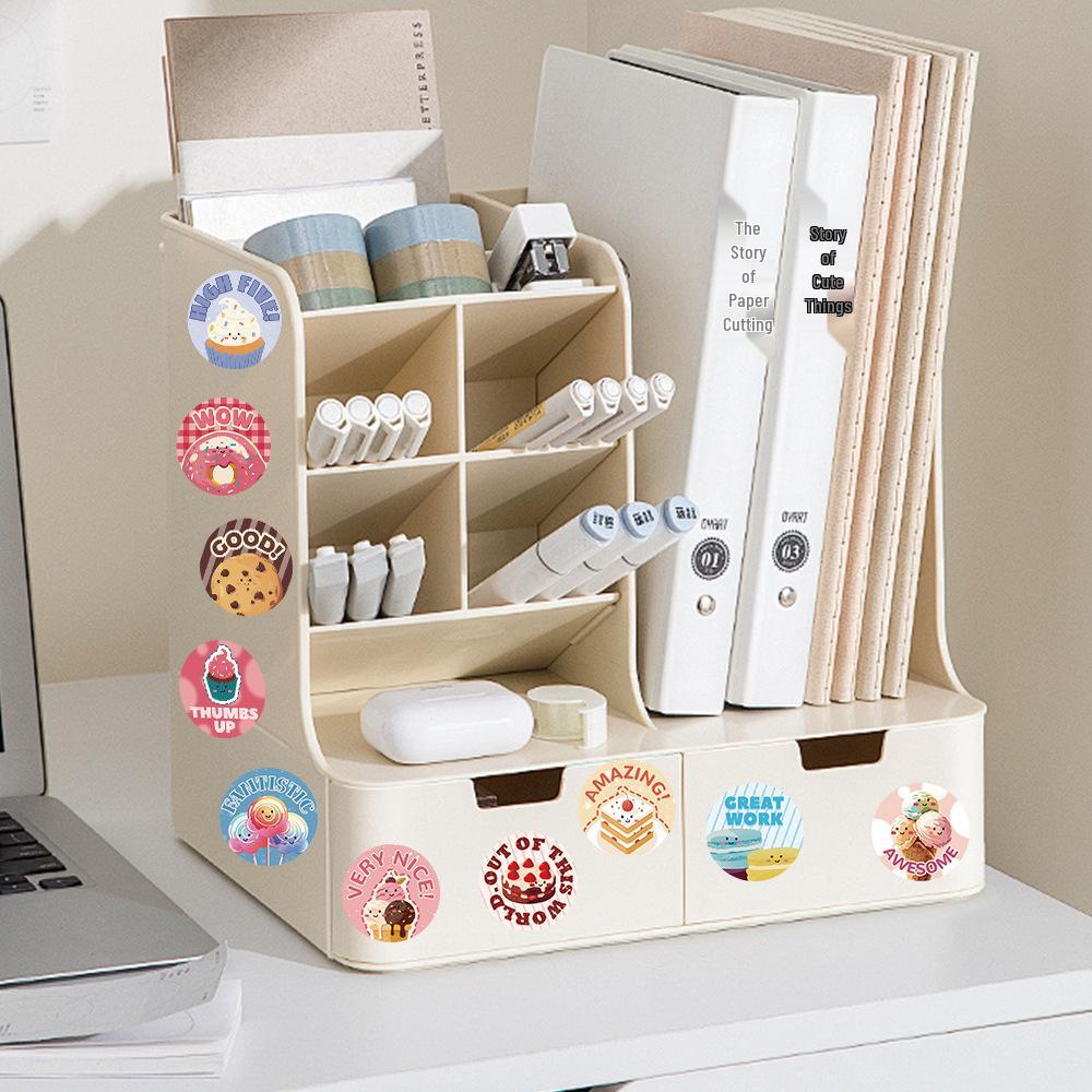 Cartoon Dessert Reward Roll Stickers - 500 Sheets for DIY Journals & Envelope Sealing