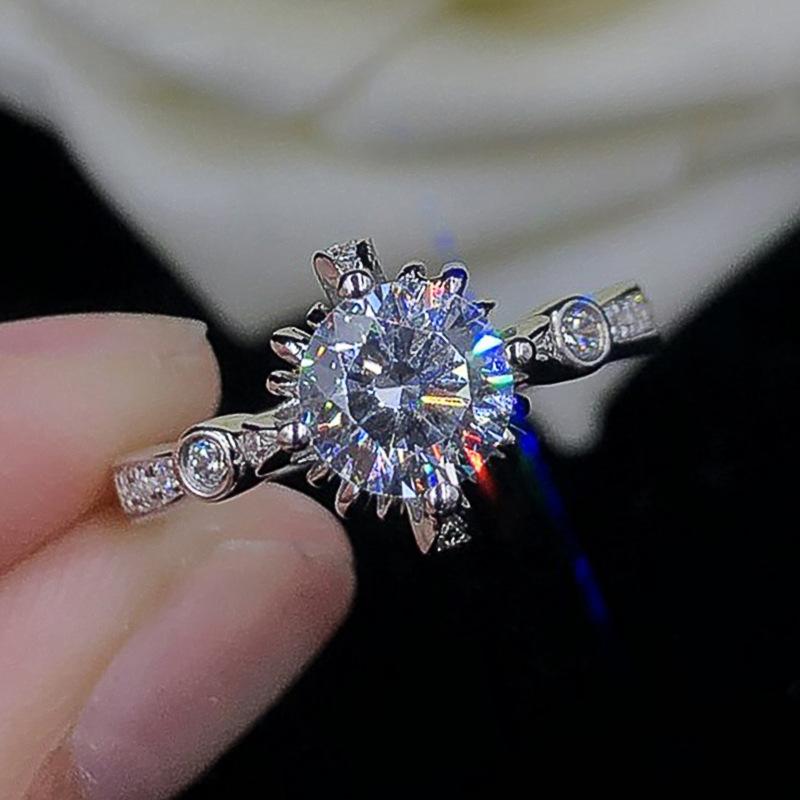 

New Bride S Wedding Design, Attending Accessories, Shiny Round Simple Inlaid Zircon Shiny Fashion Ring 10