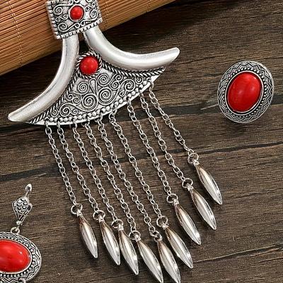 Luxury Middle Eastern Style Indian-Inspired Long Tassel Jewelry Set