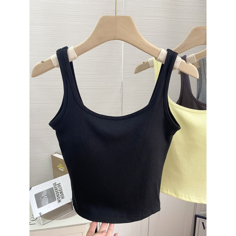 

Fine Thread Camisole Women s Bra with Chest Pad Integrated Beauty Back Spring and Summer Slim Fit Inner Wear Base Tops Outerwear Black Free size (45.00 kg-62.50 kg
