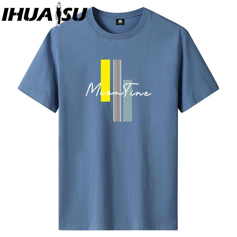 IHUASU Kurzarm-T-Shirt aus Baumwolle für Herren, modisch, lockeres Halbarmhemd, bedrucktes mitfühlendes Hemd