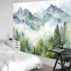 Atrippy Forest Nature Tapestry for Bedroom, Green Misty Foggy Mountain Sage Trees Wall Tapestry