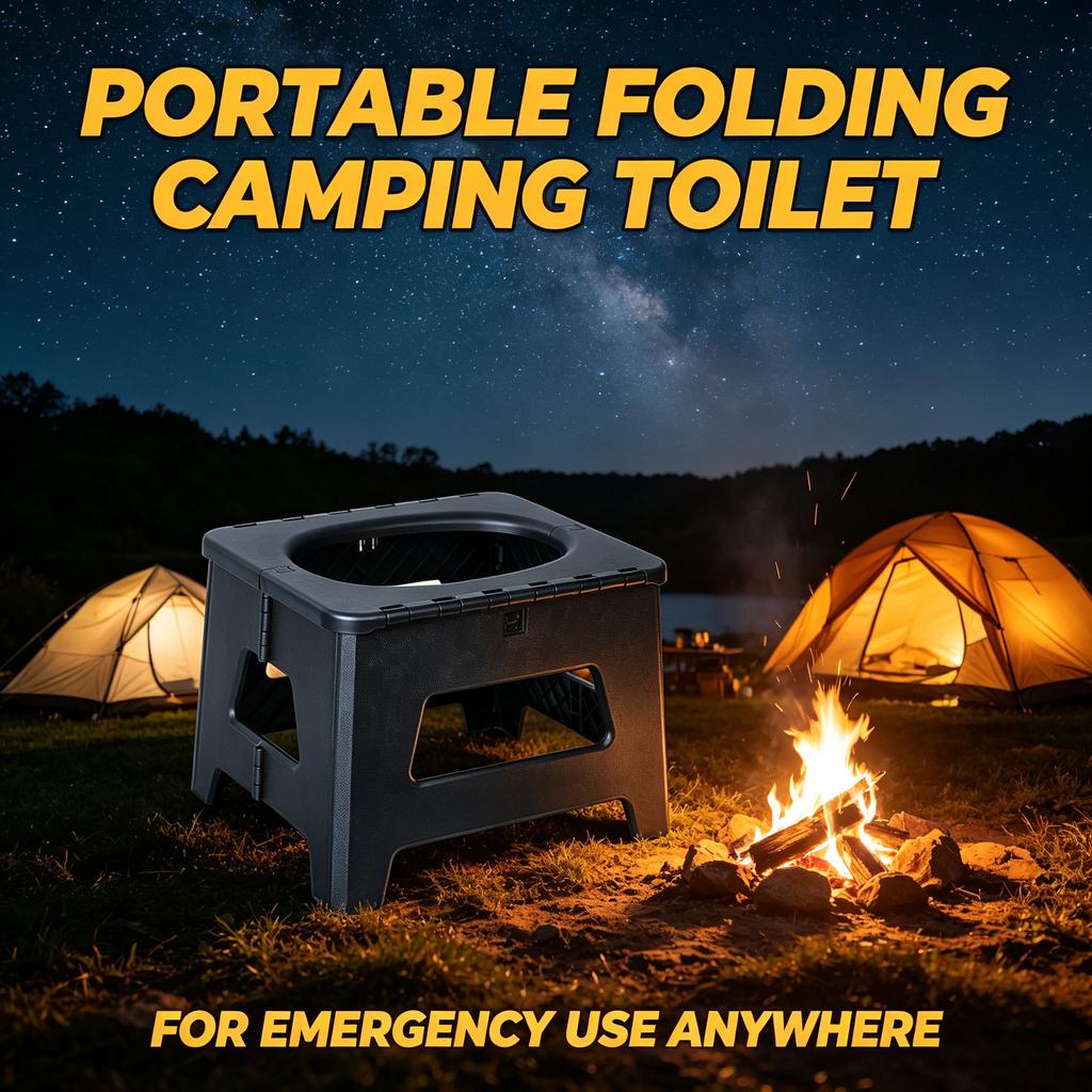 Inodoro portátil plegable para acampar, inodoro de emergencia para coche, viajes y exteriores