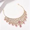 Luxury Hollowed-Out Golden Powder Crystal Crown for Women's Wedding Dresses and Accessories, with European Court Style