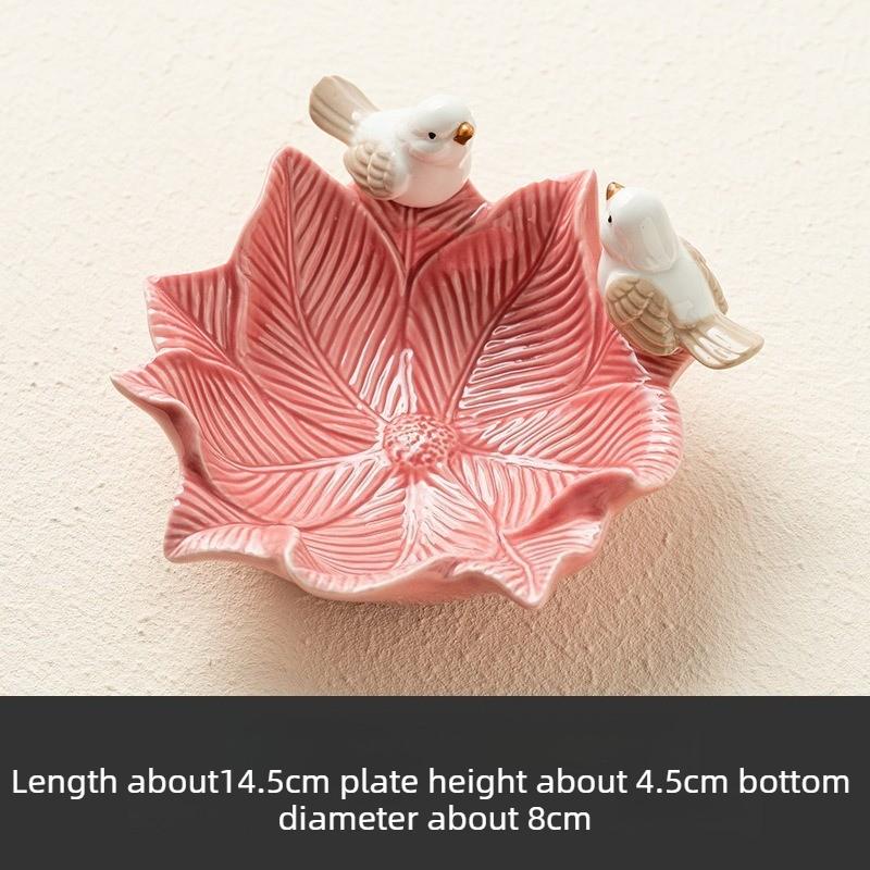 

1pc Bird Ceramic Snack Plate Jewelry Storage Tray Cute Soap Dish Luxury Decorative Serving Platter Organizer рожевий