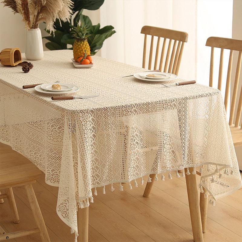 French Retro Lace Hollow Tablecloth Pastoral Style Photo Long Crochet Tablecloth Coffee Table Cover Towel Dining Table Cloth Cover Cloth