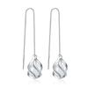 New 925 Sterling Silver Women Earrings Pendant Fashion Geometry High Quality Round Opal Long Earring Jewelry Festival Gift