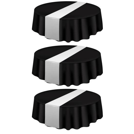 

3 шт. Одноразовая пластиковая скатерть 84 дюйма Водонепроницаемая устойчивая к пятнам Накладка на стол Круглые скатерти для обеденного стола для вечеринок мероприятий