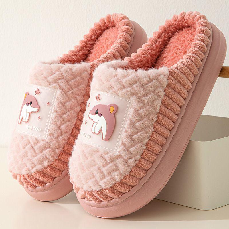 Men's Winter Cotton Slippers - Cozy Indoor, Anti-Slip, Thick Sole, Velvet-Lined, Warm Furry Design for Couples