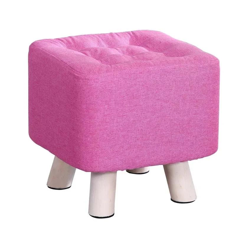 Elastic Foot Rest Stool Solid Wood Square Ottoman for Changing Small Shoes Sofa Bench Hallway Furniture Home Decoration