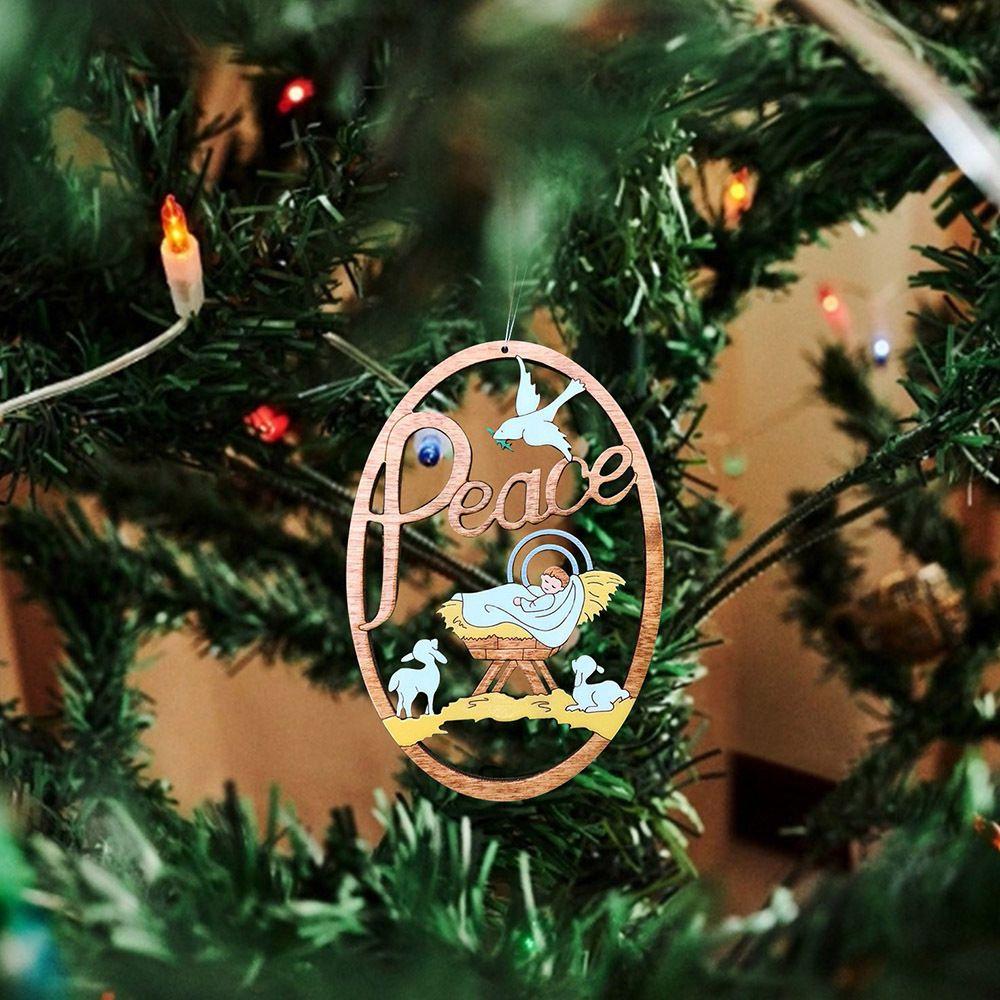 Cross DIY Crafts Nativity Scene Pendants The Birth of Jesus Decorations Christmas Tree Ornaments