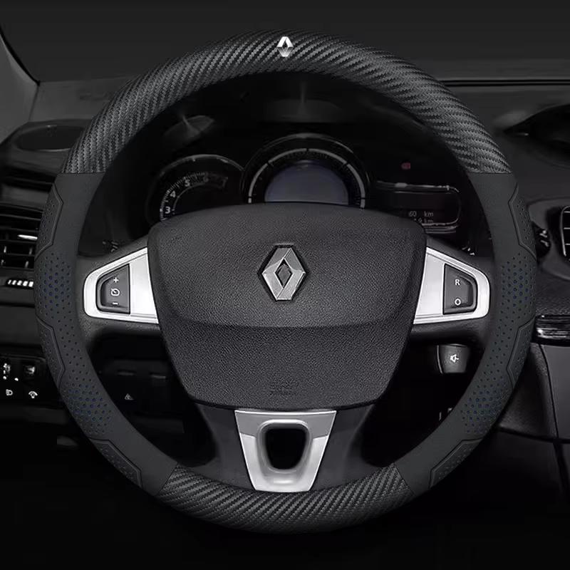

Hub Caps For Renault Talisman Laguna Sandero Scenic kadjar Captur Clio KWID Megane 2 Duster Carbon Fiber Leather Car Steering Wh