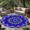 Blacklight Bohemian Round Area Rug, Non Slip Floor Mat for Dining Room Living Room and Bedroom, Spring Home Decor Gift