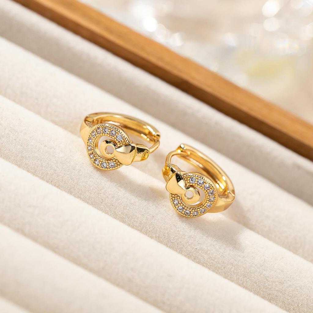 2024 Trendy Korean Zircon-Inlaid Cross Round Earrings