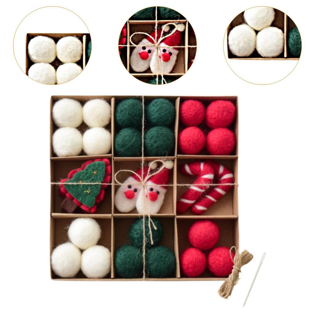 DIY Christmas Felt Ball Garland Set Cute Pom Pom Garland Christmas Ornaments for Wall Holiday Fireplace Living Room New Year