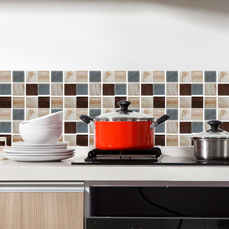 6 blätter/set Küche Wasserdicht Öl-proof Tapete Abnehmbare PVC Aufkleber Bad Aufkleber